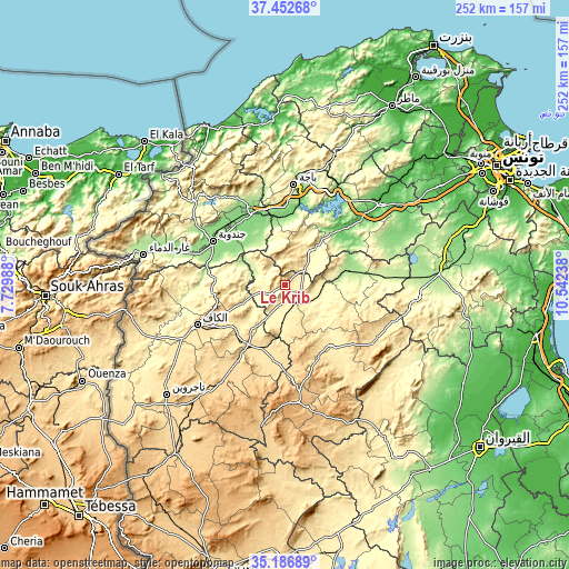 Topographic map of Le Krib