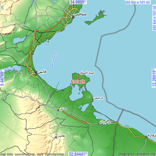 Topographic map of Erriadh