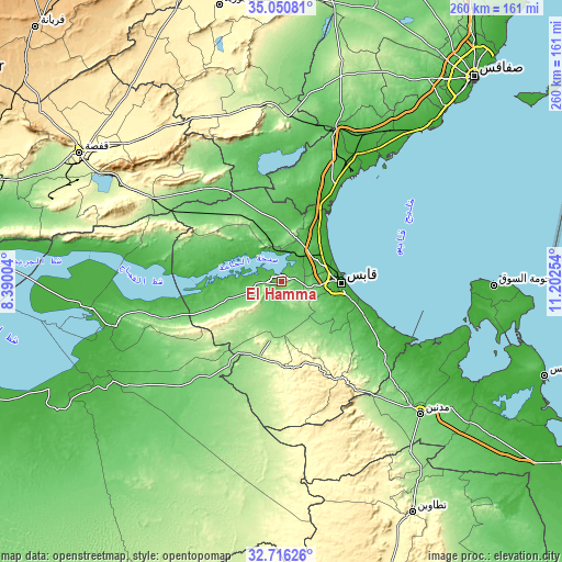 Topographic map of El Hamma