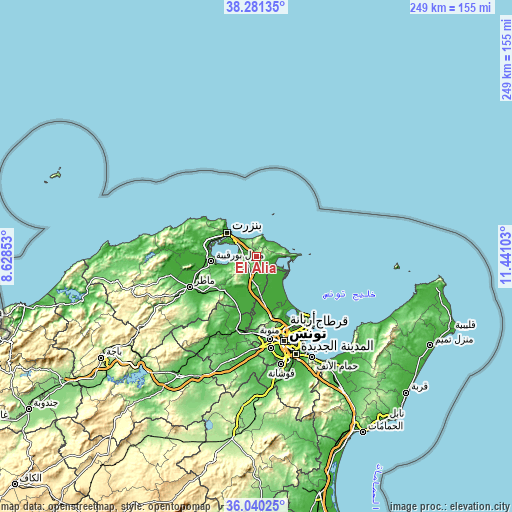 Topographic map of El Alia