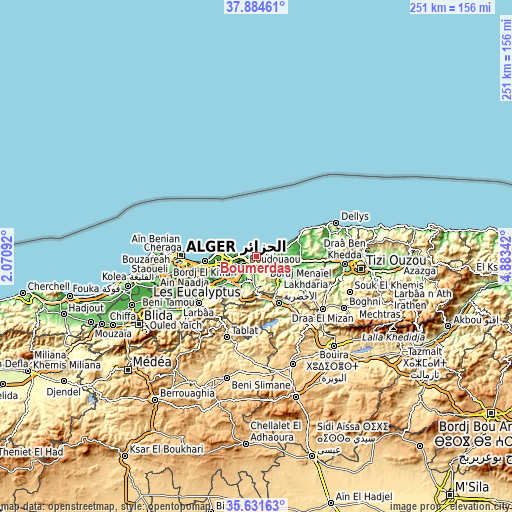 Topographic map of Boumerdas