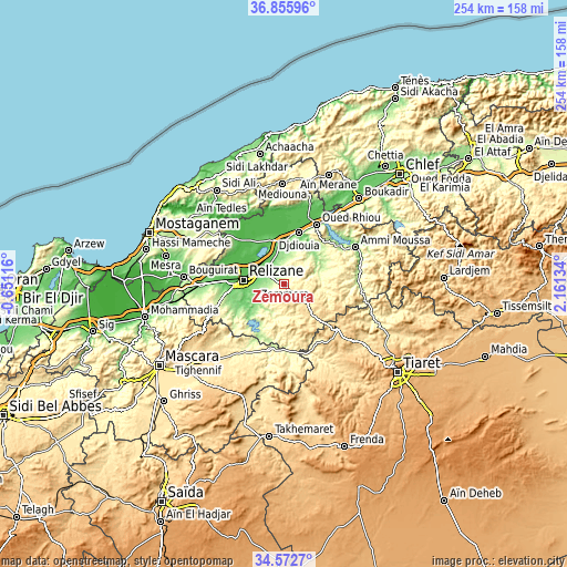 Topographic map of Zemoura