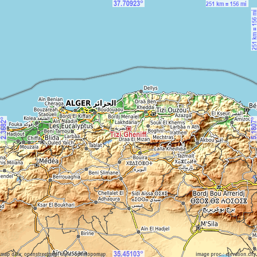 Topographic map of Tizi Gheniff