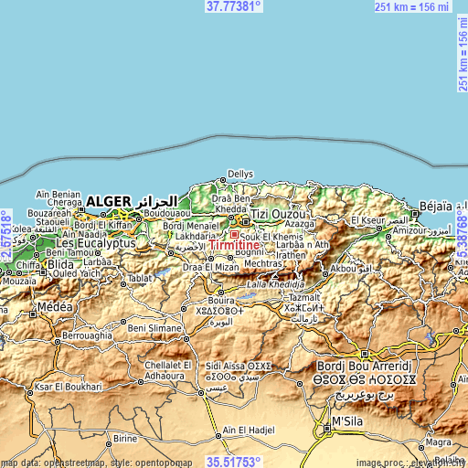 Topographic map of Tirmitine