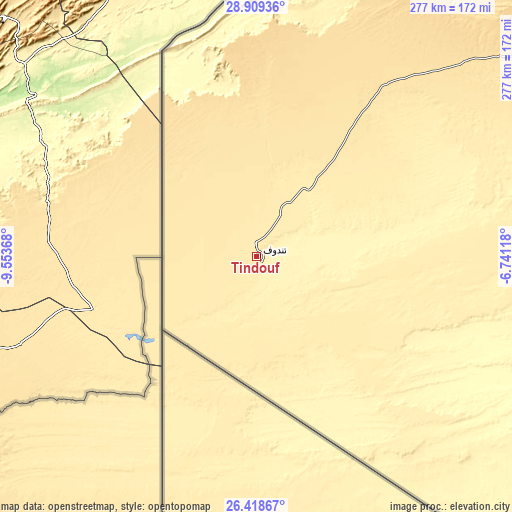 Topographic map of Tindouf