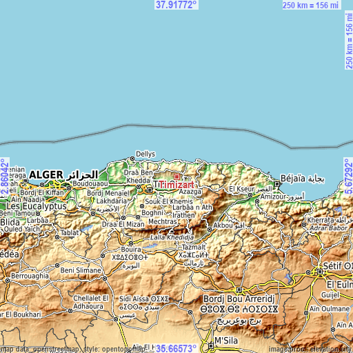 Topographic map of Timizart