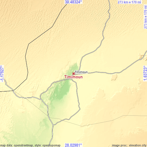 Topographic map of Timimoun