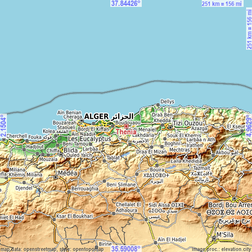 Topographic map of Thenia