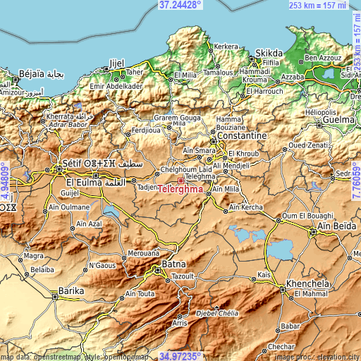 Topographic map of Telerghma