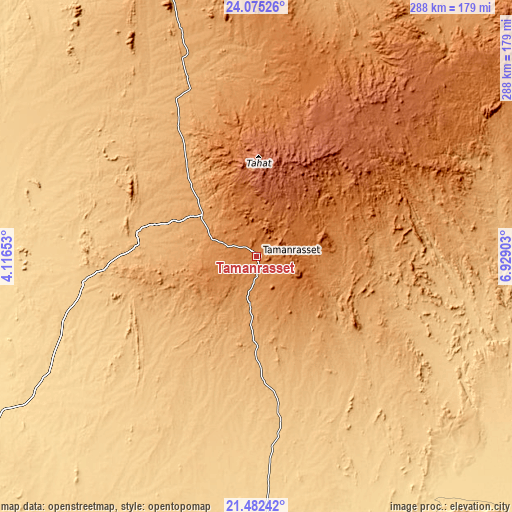 Topographic map of Tamanrasset