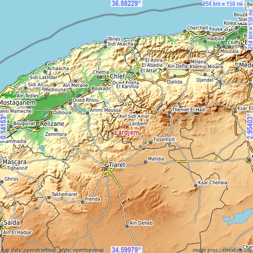 Topographic map of Lardjem