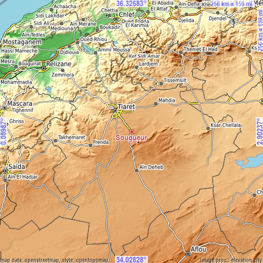 Topographic map of Sougueur