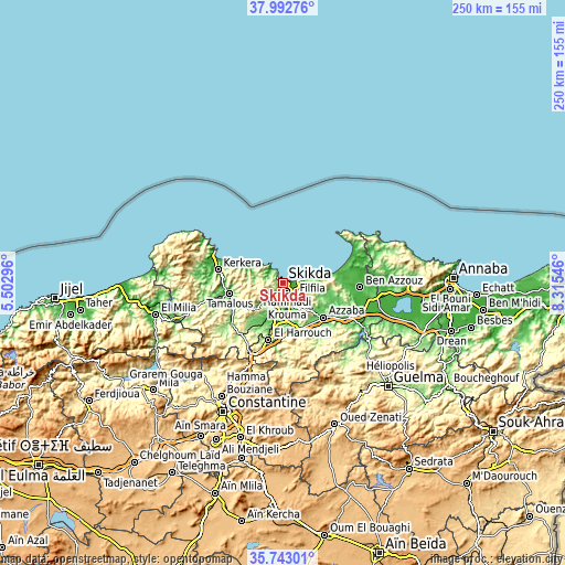 Topographic map of Skikda