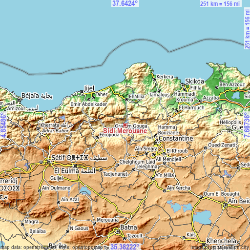 Topographic map of Sidi Mérouane