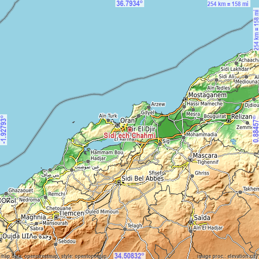 Topographic map of Sidi ech Chahmi