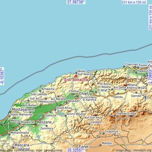 Topographic map of Sidi Akkacha