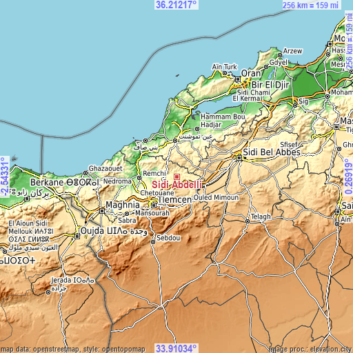 Topographic map of Sidi Abdelli