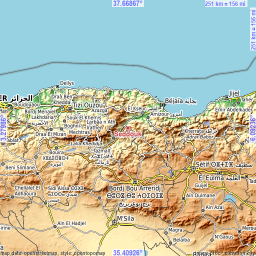 Topographic map of Seddouk