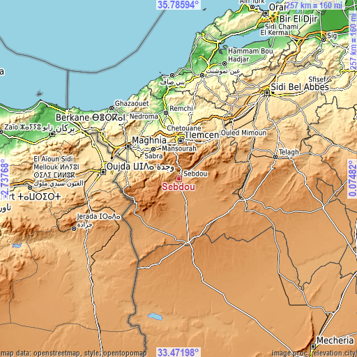 Topographic map of Sebdou