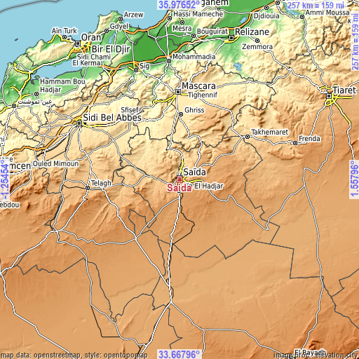 Topographic map of Saïda