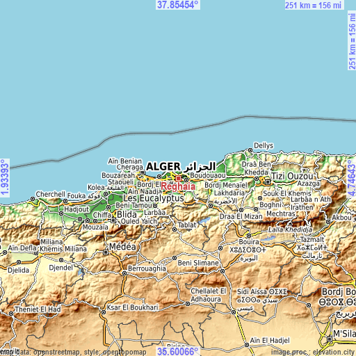 Topographic map of Reghaïa