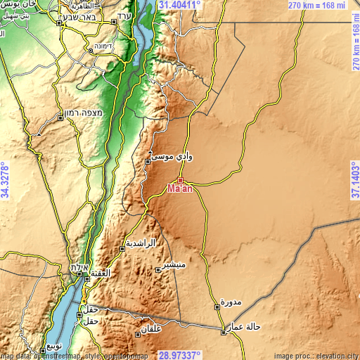 Topographic map of Ma'an