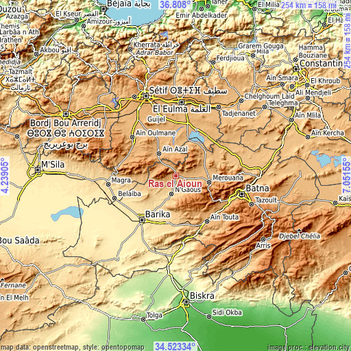 Topographic map of Râs el Aïoun