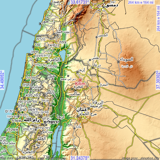 Topographic map of Kitim