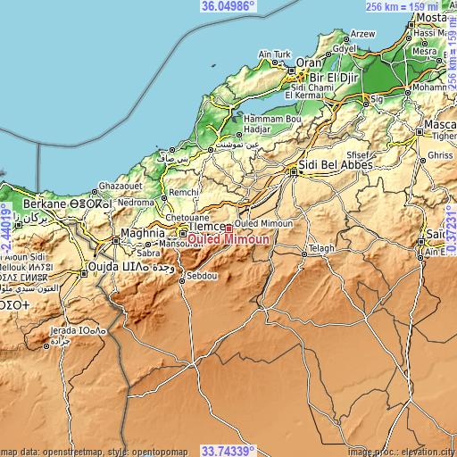 Topographic map of Ouled Mimoun