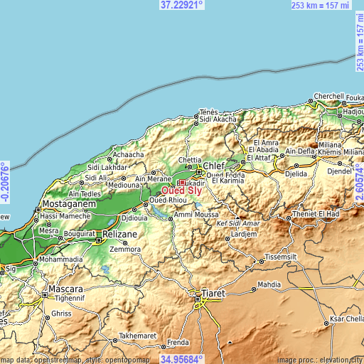 Topographic map of Oued Sly