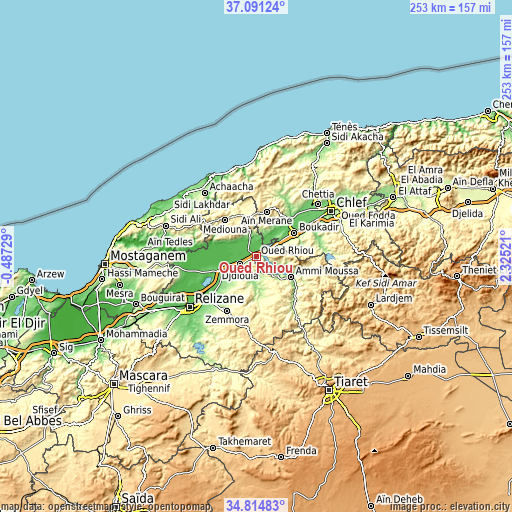 Topographic map of Oued Rhiou