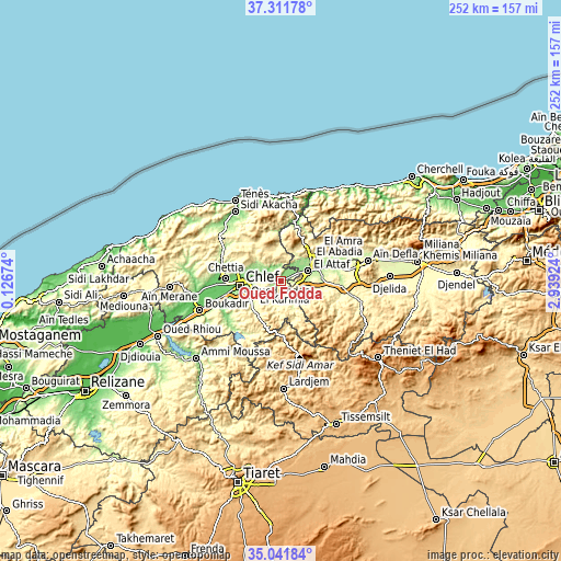 Topographic map of Oued Fodda