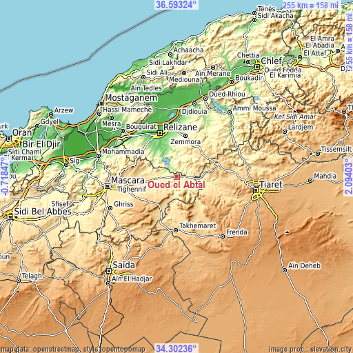 Topographic map of Oued el Abtal