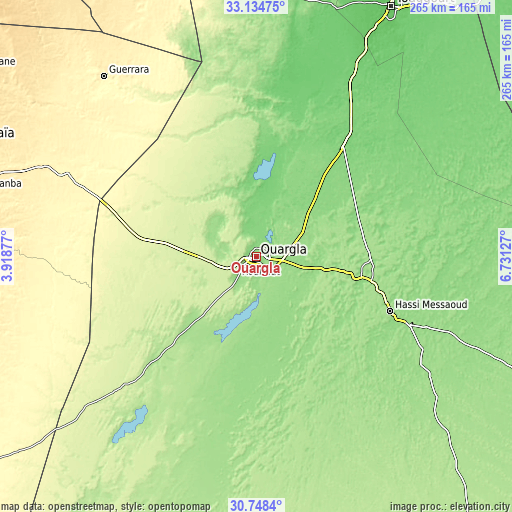 Topographic map of Ouargla