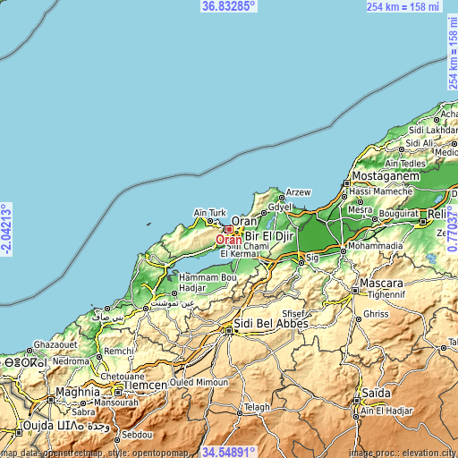Topographic map of Oran