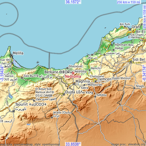 Topographic map of Nedroma