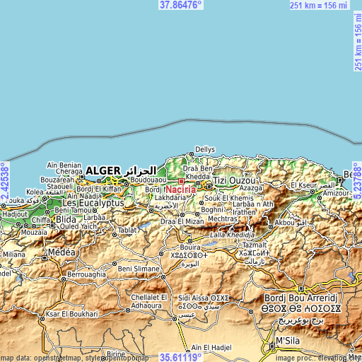 Topographic map of Naciria