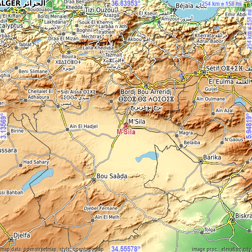 Topographic map of M’Sila