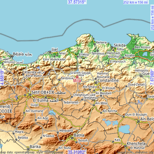 Topographic map of Mila