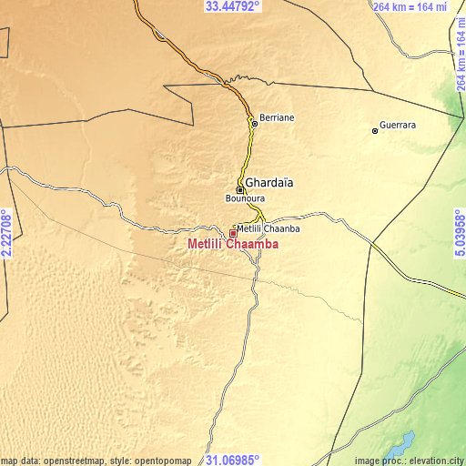 Topographic map of Metlili Chaamba