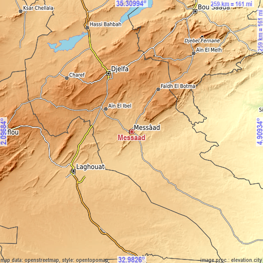 Topographic map of Messaad