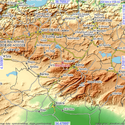 Topographic map of Merouana