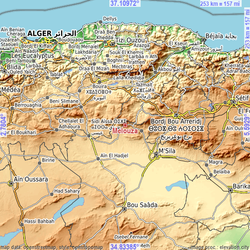 Topographic map of Melouza