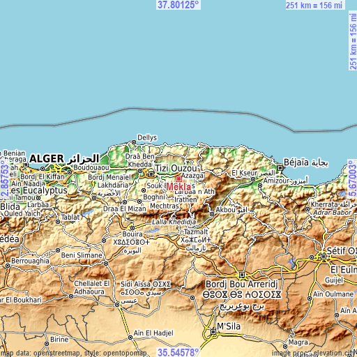 Topographic map of Mekla