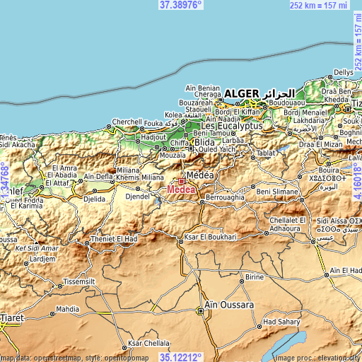 Topographic map of Médéa