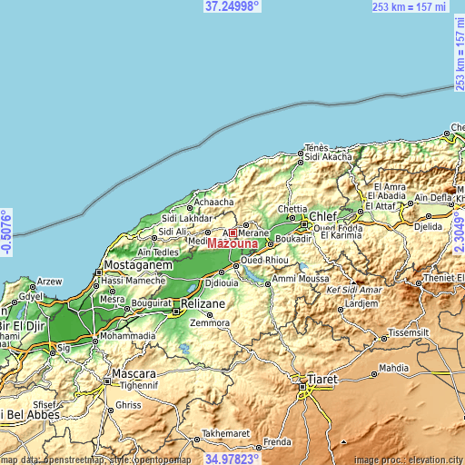 Topographic map of Mazouna