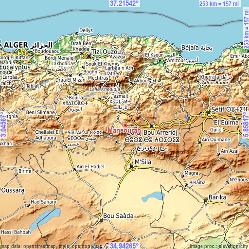 Topographic map of Mansourah