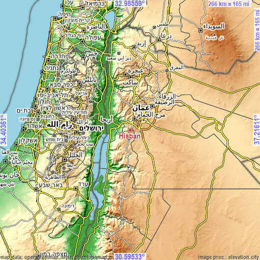 Topographic map of Ḩisbān