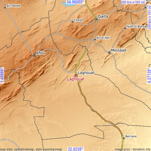 Topographic map of Laghouat