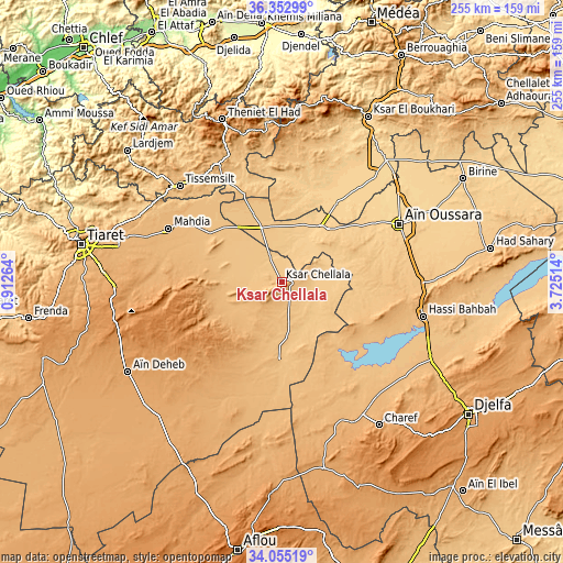 Topographic map of Ksar Chellala